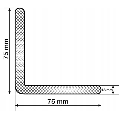 Profil ochronny kątownik L 75X75X18mm 150mb SZARY